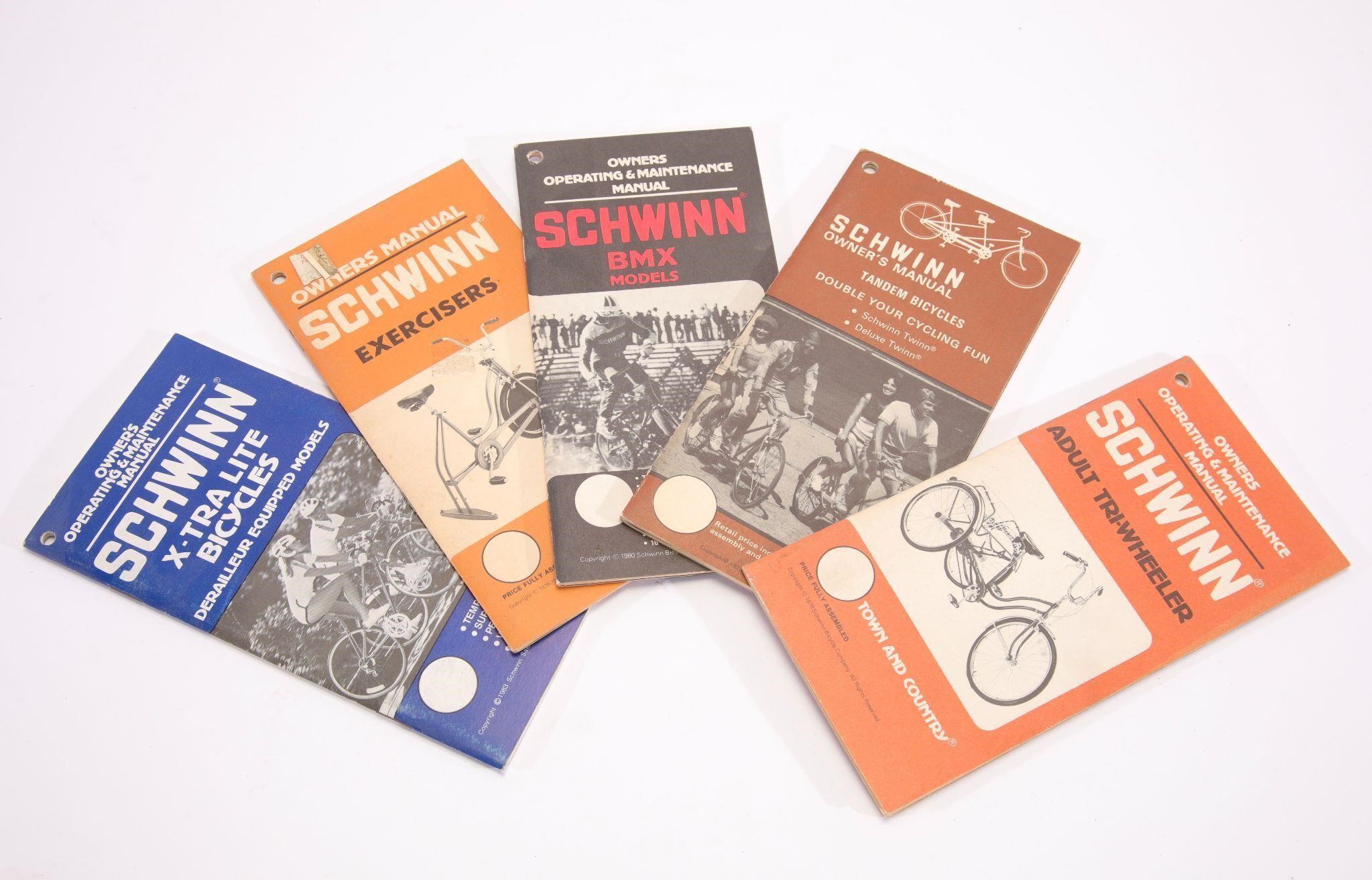 5 VTG SCHWINN OWNER'S MANUALS BMX TANDEM TRIWHEEL