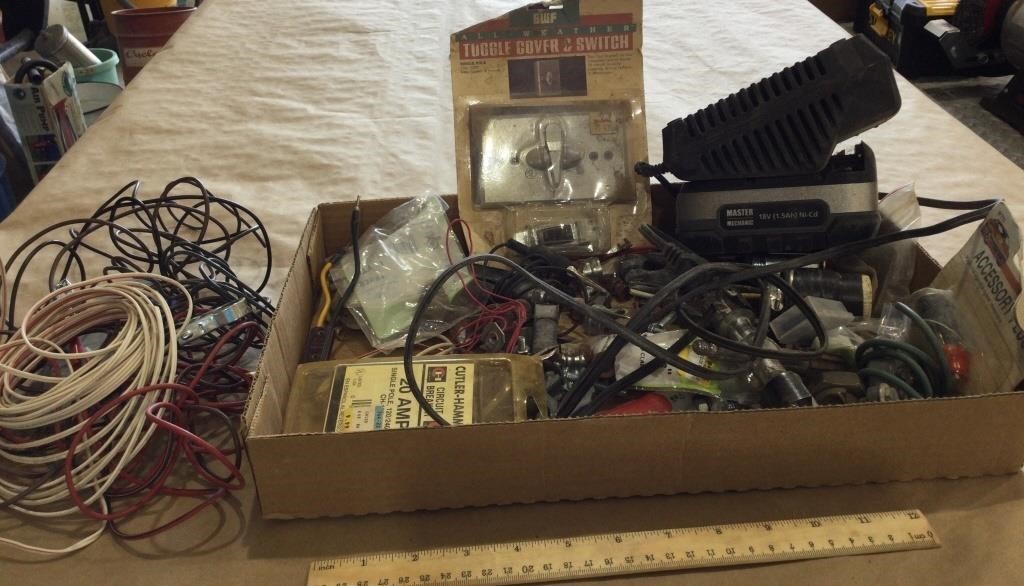 Misc. Electrical lot w/Master mechanic 18v charger