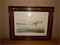 Signed Leon Danchin Colored Etching Winter Teals