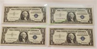 (4) 1957 $1 Siliver Certificates