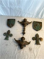 1 1/2 Antique Brass Angels + Shields.