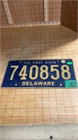 Single Delaware license plate