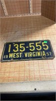 Single 1957 West Virginia license plate