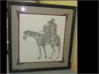 LANCE RAICHUT SIGNED PRINT OF INDIAN ON HORSE BACK