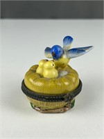 Pretty porcelain bird ring pill box