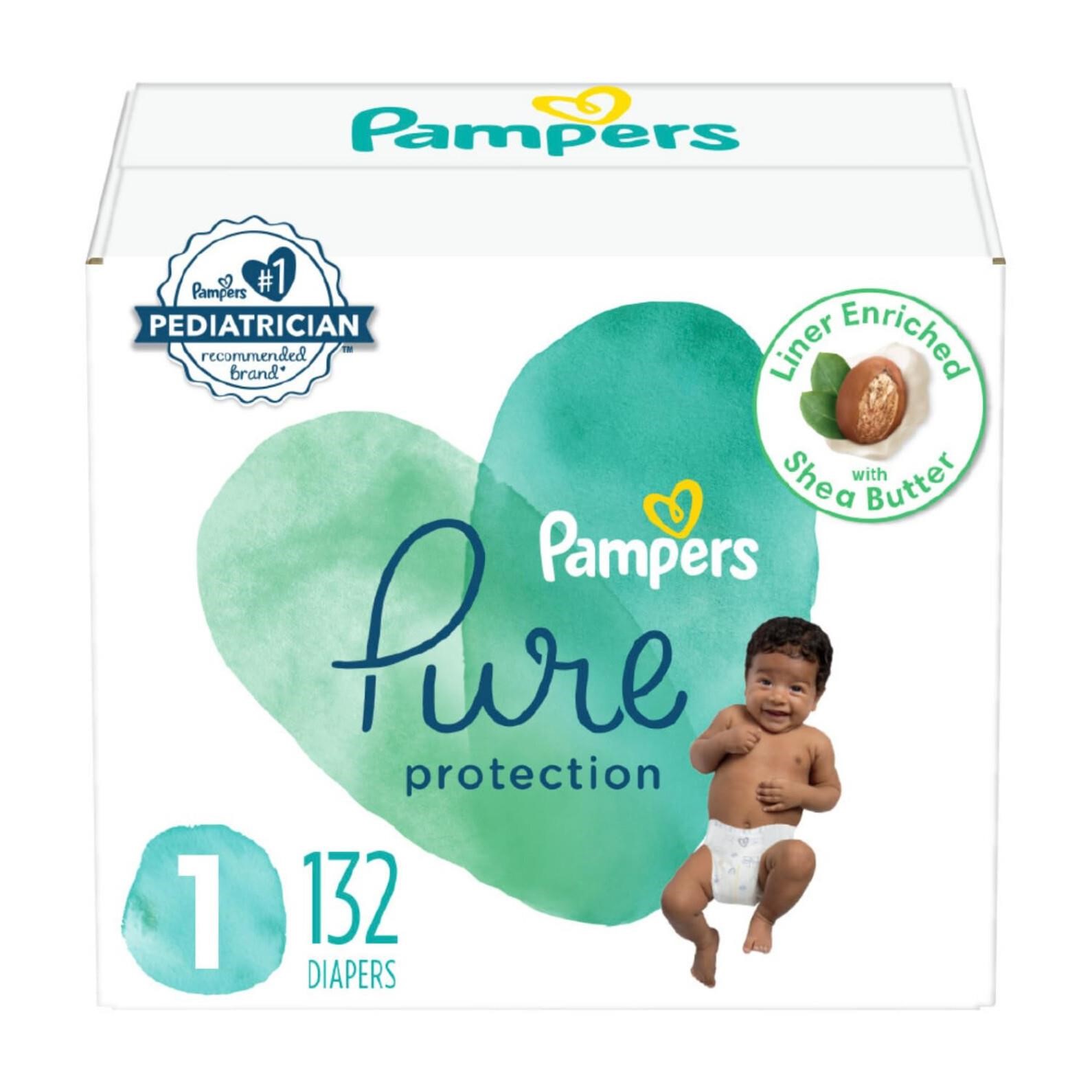 Pampers Pure Protection Diapers - Size 1, 132 Coun