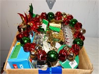 Christmas lights, wreath/holder & snowman, etc