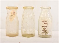 (3) Antique Glass Milk Bottles