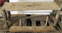 Primitive Wood Bench And Hat Rack