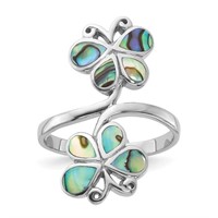 Sterling Silver-Abalone Double Butterfly Ring