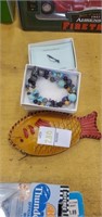 Fish wallet, bracelet,  and pin