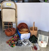 2 Folding Chairs, Assorted Baskets & More