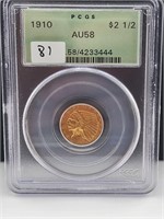 1910 $2.50 Gold Indian PCGS AU58