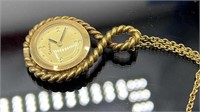 Vintage gold toned Caravelle Swiss watch necklace