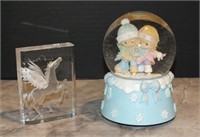 PRECIOUS MOMENTS SNOW GLOBE & PEGASUS