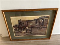 CM Russell Lithograph Gunfighters Plate Signed COA