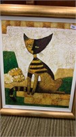 UNUSUAL SIGNED CAT OIL PAINTING