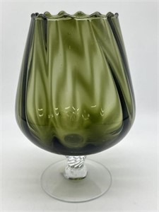 National Potteries Co Olive Green Glass Vase