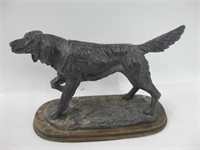 Resin w/ Bronze Finish Dog Statue on Wood Base