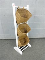 Three Tier Wood Frame Stand With Baskets