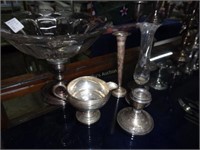 Sterling Bud Vase, Sterling Candlestick & Creamer