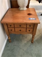 2 drawer maple side table  23”x 23” x 22” tall