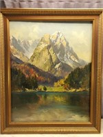 Landscape Mountain Oil On Canvas Signed