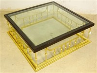 Brushed Brass Base, Glass Topped Coffee Table