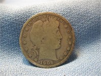 1906-P US Silver Barber Half Dollar