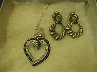 2pc Sterling Silver Jewelry - Necklace / Earrings
