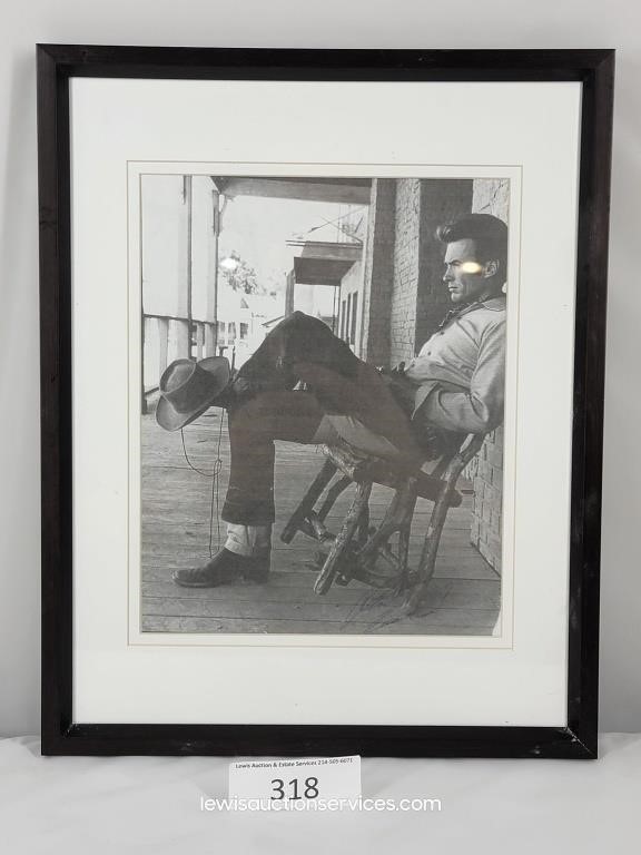 Framed Young Clint Eastwood Photo Autographed