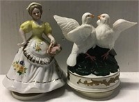 2 MUSIC BOXES DOVES AND GIRL