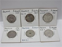 Panama 1/4 Balboa, 6 silver coins