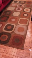 Abstract design rug in muted colors, 59" x 90"