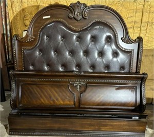 Modern Traditional Leather Back King Bed
