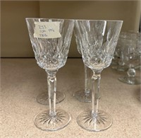 Four Waterford Crystal 7 1/2" Wine Glasses