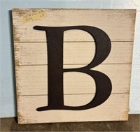 Wood Art Panel with Initial B