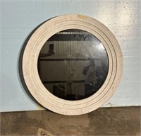 White Distressed Round Wall Mirror