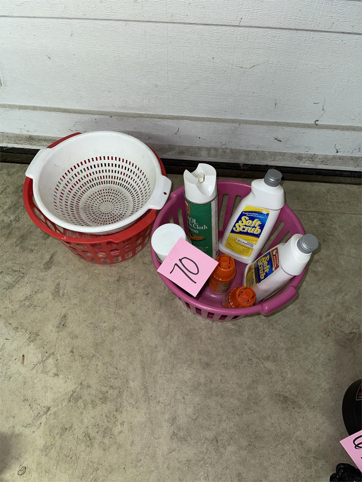cleaning supplies and baskets lot