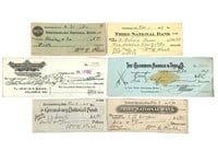 6 Cancelled Chekcs 1901-1928, IN Banks +