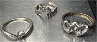 (3) Sterling Rings See Photos for Details