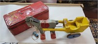 Vintage Pull Toy, Metal Toy Tool Box