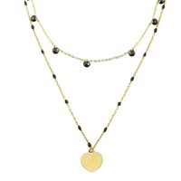 Sterling Silver-Multi Chain Enamel Heart Necklace