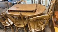 DINING ROOM TABLE , 6 CHAIRS, 2 LEAVES