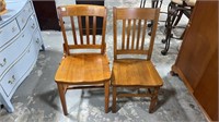 Two Oak Side Chairs