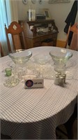 4 matching glass bowls and misc. glassware