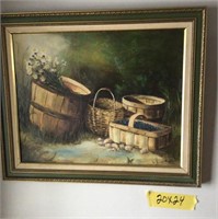 Framed oil painting baskets