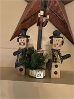 WOODEN SNOWMAN CANDLE HOLDER AND OTHER WOODEN