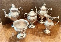 Antique 5-piece silverplate coffee/tea service