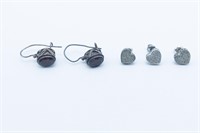 Five sterling silver earrings, two pairs